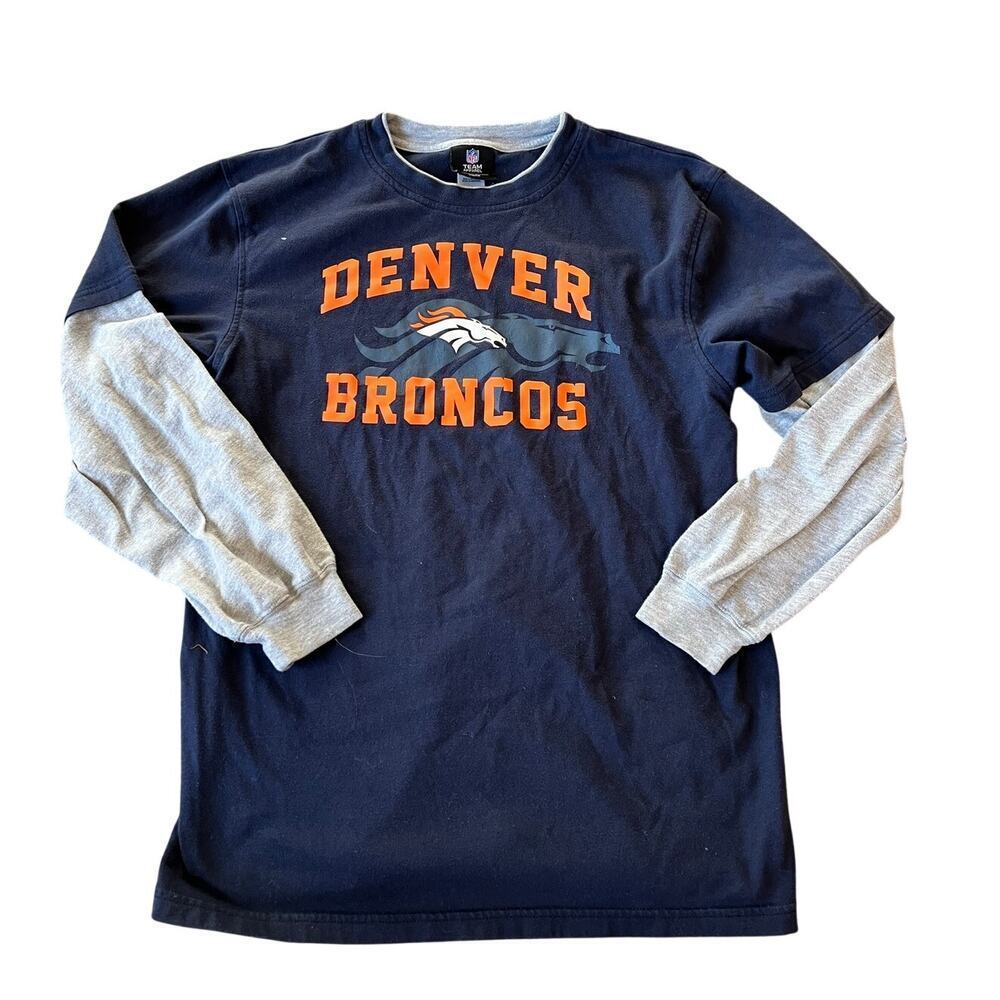 Boys Youth Denver Bronco's Long Sleeve T-Shirt, XL, Navy, NFL